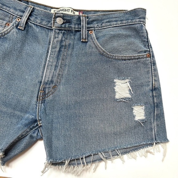 Levi’s Custom Distressed Cotton Cut Off Denim Jean Shorts, Size Medium - Picture 4 of 11